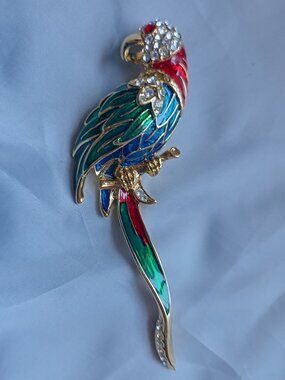 Enamel Parrot Brooch